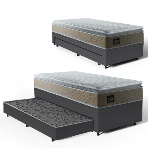 Cama Box com Colchão de Espuma D45 Pillow Top Strong One Face + Auxiliar de Espuma Solteiro 88cm