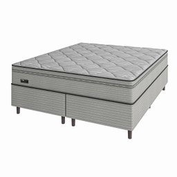 Cama Box Queen + Colchão Molas Ensacadas New Londres Umaflex (158x198x68cm) Cinza - 1