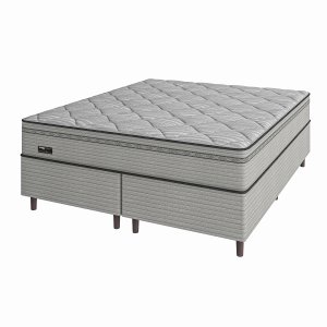 Cama Box Queen + Colchão Molas Ensacadas New Londres Umaflex (158x198x68cm) Cinza