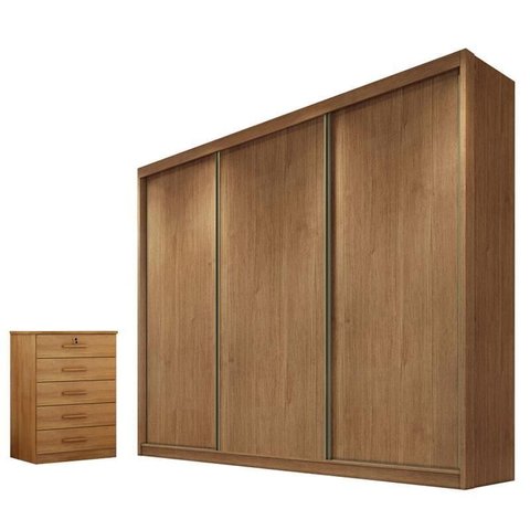 Guarda Roupa Casal Londres e Gaveteiro Suiça Cumaru 23 - Novo Horizonte