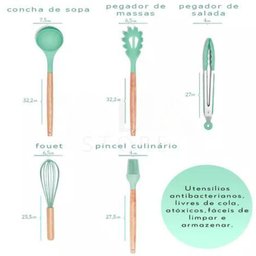Kit Utensílios Cozinha 12 Peças Silicone Antiaderente Verde - 5