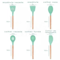 Kit Utensílios Cozinha 12 Peças Silicone Antiaderente Verde - 6