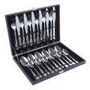 Ver imagem 1 de Kit Faqueiro Premium 24 Peças, Conjunto Talheres Inox, Estojo Madeira, Completo e Luxuoso.