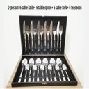 Ver imagem 4 de Kit Faqueiro Premium 24 Peças, Conjunto Talheres Inox, Estojo Madeira, Completo e Luxuoso.