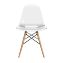 Ver imagem 3 de Cadeira Eames Transparente Pés de Madeira – Elegante para Casa e Ambientes Comerciais