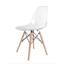 Ver imagem 1 de Cadeira Eames Transparente Pés de Madeira – Elegante para Casa e Ambientes Comerciais