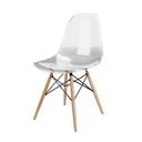 Ver imagem 1 de Cadeira Eames Transparente Pés de Madeira – Elegante para Casa e Ambientes Comerciais