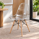 Ver imagem 2 de Cadeira Eames Transparente Pés de Madeira – Elegante para Casa e Ambientes Comerciais