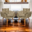 Ver imagem 5 de Kit 3 Poltronas Decorativa Alice Pé Trapézio 30cm Castanho - Suede