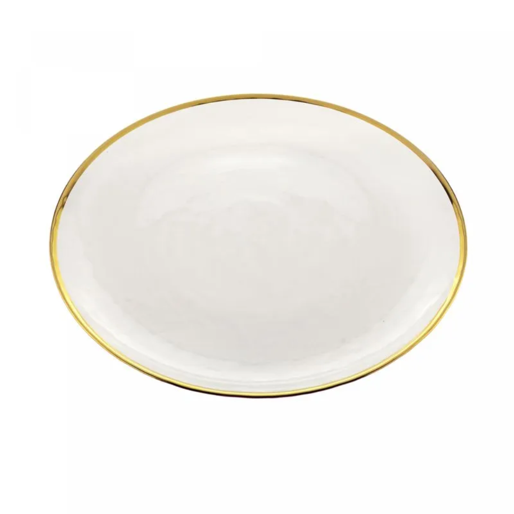 Prato Raso de Cristal com Borda Dourado Agate 21cm - 3