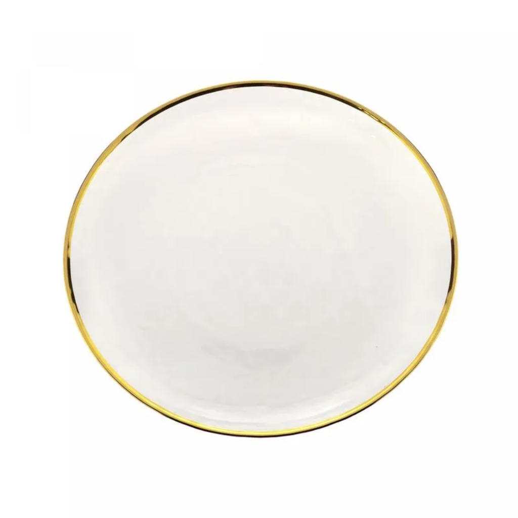 Prato Raso de Cristal com Borda Dourado Agate 21cm - 4