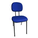 Ver imagem 1 de Cadeira para Escritório Fixa Secretaria Pé Palito Courvin Sintetico Azul Recepção Igrejas Clinicas