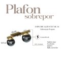 Ver imagem 2 de Plafon Sobrepor de Teto Lustre Jabuticaba Dourado com 2 Globo Vidro Fume para Sala, Cozinha, Quarto