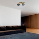Ver imagem 4 de Plafon Sobrepor de Teto Lustre Jabuticaba Dourado com 2 Globo Vidro Fume para Sala, Cozinha, Quarto