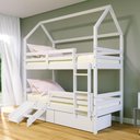 Ver imagem 1 de Beliche Casinha Solteiro Slim Rb com 02 Gavetas Grade de Proteção e Mini Escada/escorregador