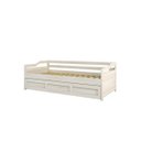 Ver imagem 3 de Bicama Infantil com Cama Auxiliar e Rodízio Madeira Maciça Londrina Branco Lavado