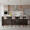 Ver imagem 1 de Kit 4 Banquetas Assento Encosto Estofado em Sintetico Hellen:imbuia com Sintetico Off White