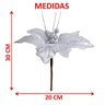 Kit 4 Flores Artificiais Decoração Natal Glitter Prata 30cm - 2