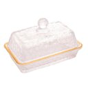 Ver imagem 1 de Manteigueira De Cristal Martelado Dourada 17CmX10,5CmX10Cm