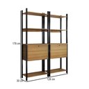 Ver imagem 2 de Estante para Livros Industrial 2 Portas 6 Prateleiras Mel/preto - Panorama Móveis
