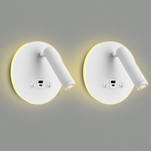 2 Arandela Spot Led Foco Móvel Usb e Usb-c Cabeceira Bet81