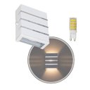 Ver imagem 1 de Arandela Slim Alumínio 3 Frisos Externa Branca + LED G9 5W Branco Quente ST2772