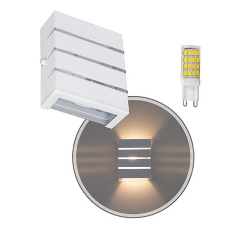 Arandela Slim Alumínio 3 Frisos Externa Branca + LED G9 5W Branco Quente ST2772