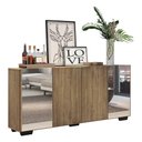 Ver imagem 1 de Aparador Buffet 4 Portas Com Espelho E Pés Quadrados Vegas V3563 Rustic/Preto Rustic/Preto