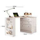 Ver imagem 4 de Escrivaninha Mesa Escritório em L Retrátil com Cômoda Módulos e Complementos 3 Gavetas 91,3cm Branco