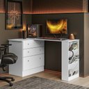 Ver imagem 2 de Escrivaninha Mesa Escritório em L Retrátil com Cômoda Módulos e Complementos