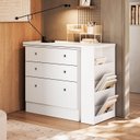 Ver imagem 1 de Escrivaninha Mesa Escritório em L Retrátil com Cômoda Módulos e Complementos 3 Gavetas 91,3cm Branco