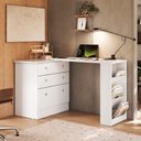 Ver mais imagens de Escrivaninha Mesa Escritório em L Retrátil com Cômoda Módulos e Complementos 3 Gavetas 91,3cm Branco