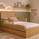 Ver imagem 1 de Bicama Solteiro Infantil com Proteção Lateral e Tela Rattan Linha Indy MDF