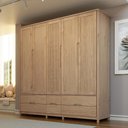 Ver imagem 3 de Guarda Roupa Casal 5 Portas 6 Gavetas 220cm Madeira Maciça Benton F06 Tauari - Lyam Decor
