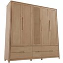 Ver imagem 7 de Guarda Roupa Casal 5 Portas 6 Gavetas 220cm Madeira Maciça Benton F06 Tauari - Lyam Decor