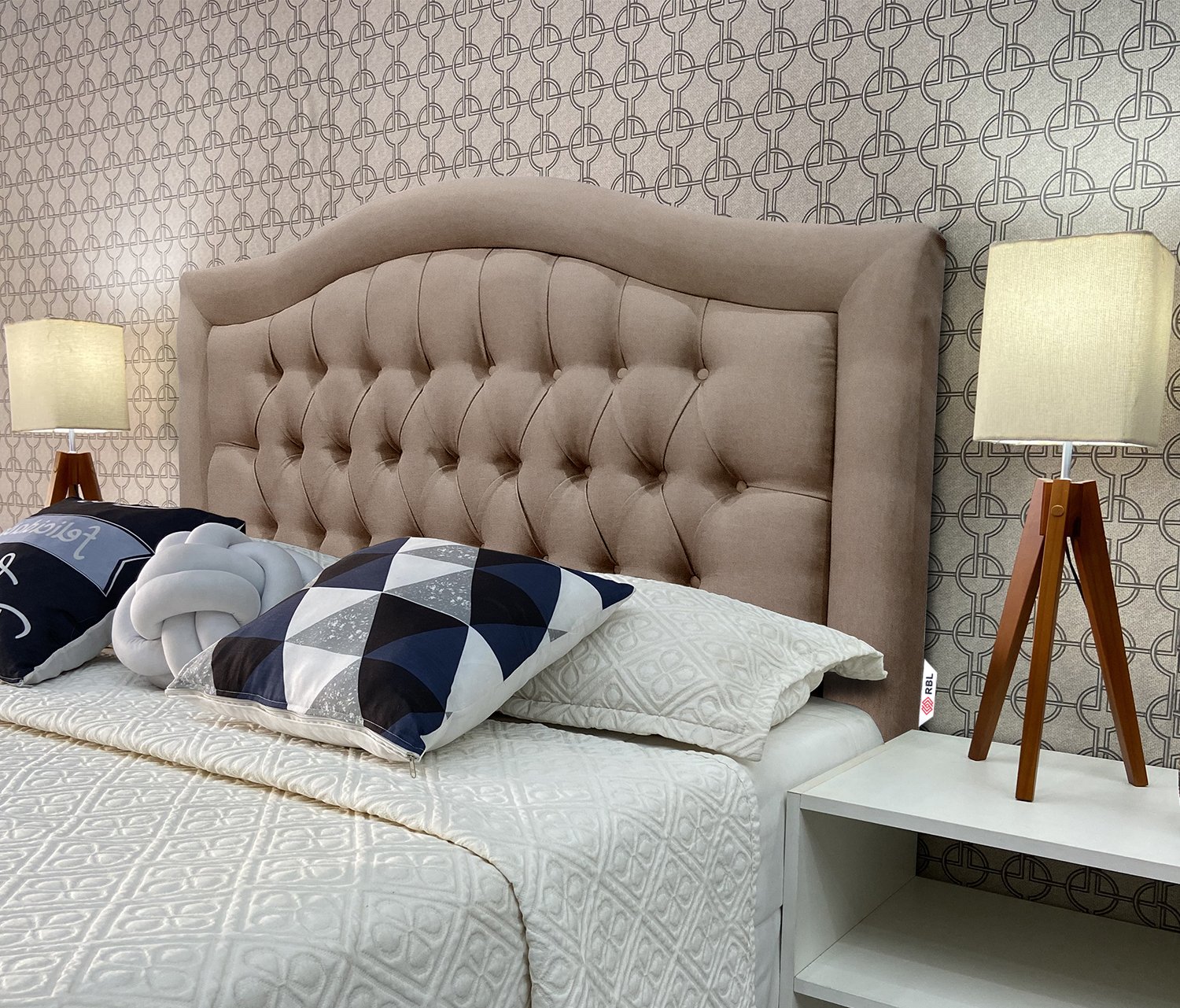 Cabeceira King Estofada Capitone Provençal Linho Bege 195 X 60 Rbl - 1