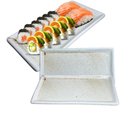 Ver imagem 1 de Kit 6 Pratos Servir Sushi Porcelana Retangular 22x11cm Creme