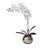 Arranjo No Vaso Prata Flores Artificial Orquideas Branca - 1