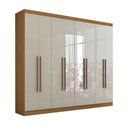 Ver imagem 3 de Guarda-roupa Ele e Ela 8 Portas 8 Prateleiras com Espelho Cinamomo/off White - Panorama Móveis