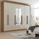 Ver imagem 1 de Guarda-roupa Ele e Ela 8 Portas 8 Prateleiras com Espelho Cinamomo/off White - Panorama Móveis