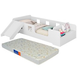 Cama Infantil Criança Montessoriana Manu Com Escorregador e Colchão - 2