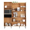 Ver imagem 3 de Cozinha Compacta Kit Isabel 5 Portas 1 Gaveta e Nicho P/ Microonda - Amendoa/preto Ajl