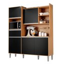 Ver imagem 2 de Cozinha Compacta Kit Isabel 5 Portas 1 Gaveta e Nicho P/ Microonda - Amendoa/preto Ajl