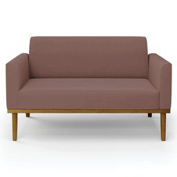 Sofá Namoradeira Base Madeira Castanho Maressa Veludo Rose - Ibiza - 7