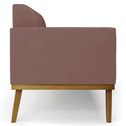 Sofá Namoradeira Base Madeira Castanho Maressa Veludo Rose - Ibiza - 6