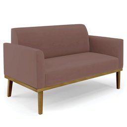 Sofá Namoradeira Base Madeira Castanho Maressa Veludo Rose - Ibiza - 1