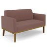Sofá Namoradeira Base Madeira Castanho Maressa Veludo Rose - Ibiza - 1