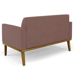 Sofá Namoradeira Base Madeira Castanho Maressa Veludo Rose - Ibiza - 5