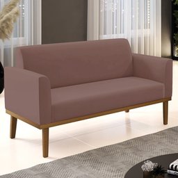 Sofá Namoradeira Base Madeira Castanho Maressa Veludo Rose - Ibiza - 2