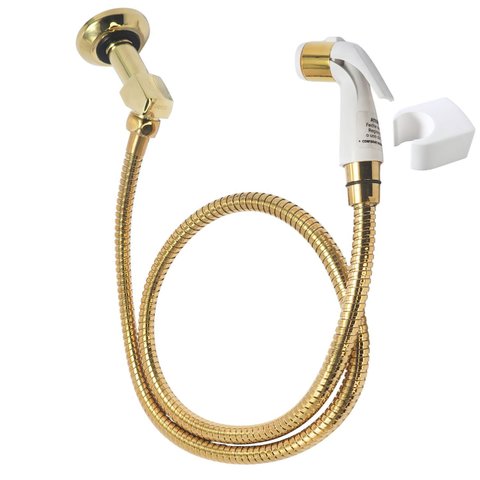 Conjunto Desviador Ducha Higiênica Dourado 1,2m - Kit1983dact